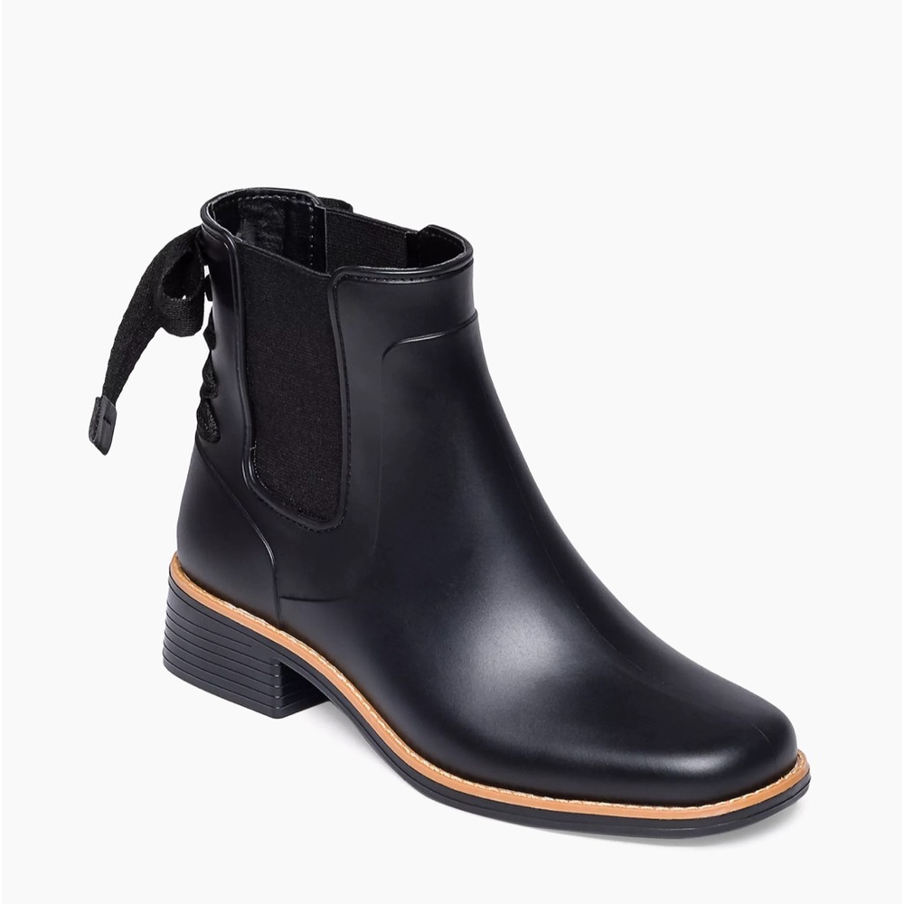 Bernardo Briton Women’s Rain Chelsea Boot Black Size 9 Bow Tie Preppy Casual - Picture 1 of 16